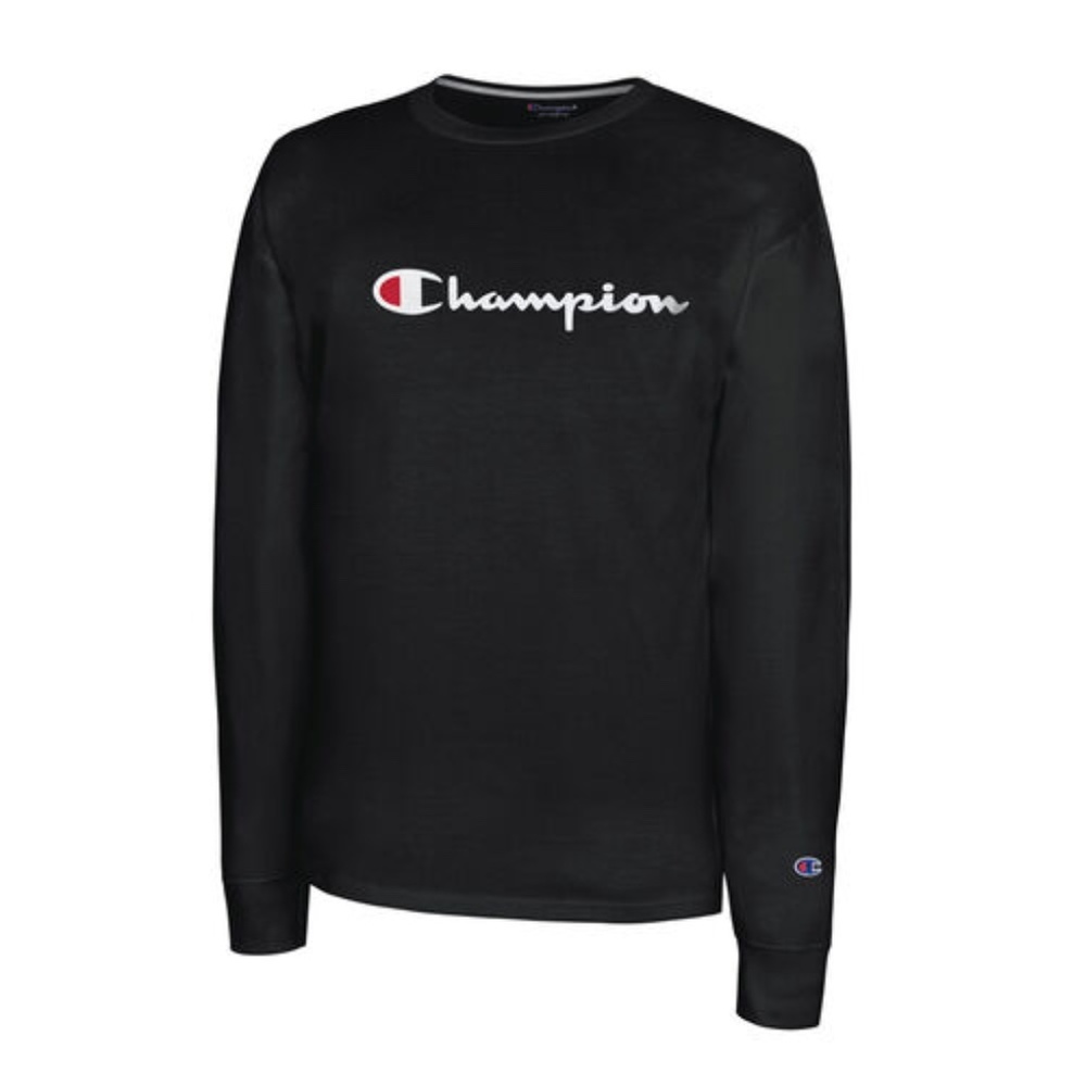 CHAMPION Long Sleeve Logo Tee Black